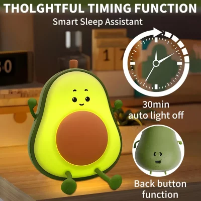 چراغ خواب فانتزی سیلیکونی رومیزی شارژی طرح آووکادو Avocado