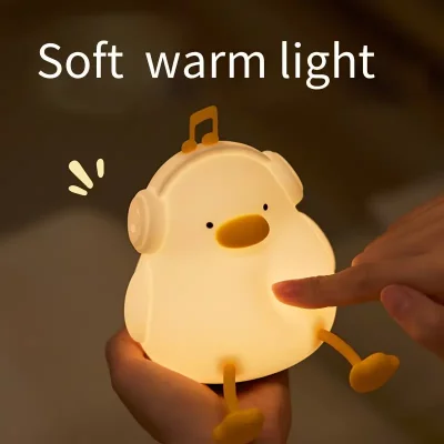 چراغ خواب فانتزی سیلیکونی رومیزی شارژی طرح اردک موزیکال Musical Duck