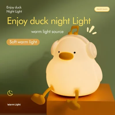 چراغ خواب فانتزی سیلیکونی رومیزی شارژی طرح اردک موزیکال Musical Duck