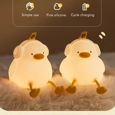 چراغ خواب فانتزی سیلیکونی رومیزی شارژی طرح اردک موزیکال Musical Duck