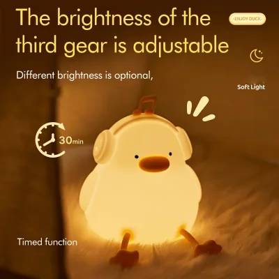 چراغ خواب فانتزی سیلیکونی رومیزی شارژی طرح اردک موزیکال Musical Duck