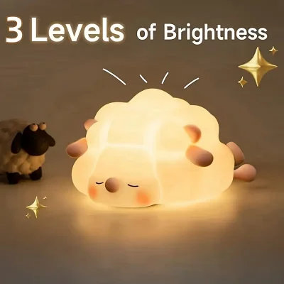 چراغ خواب فانتزی عروسکی سیلیکونی رومیزی شارژی طرح گوسفند خوابالو ببعی