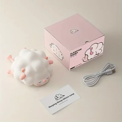 چراغ خواب فانتزی عروسکی سیلیکونی رومیزی شارژی طرح گوسفند خوابالو ببعی