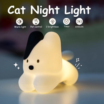 چراغ خواب فانتزی عروسکی سیلیکونی رومیزی شارژی طرح بچه گربه