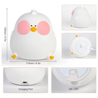 چراغ خواب فانتزی عروسکی سیلیکونی رومیزی شارژی طرح مرغ فاخته