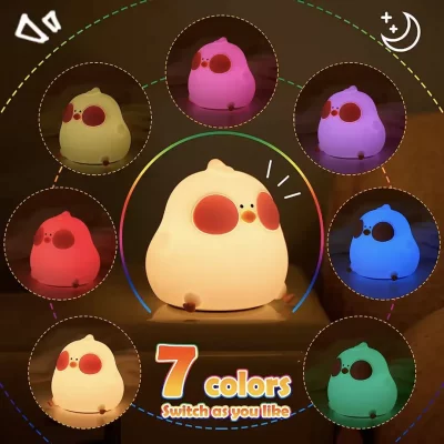 چراغ خواب فانتزی سیلیکونی هفت رنگ RGB طرح پرنده فاخته Cuckoo Chick