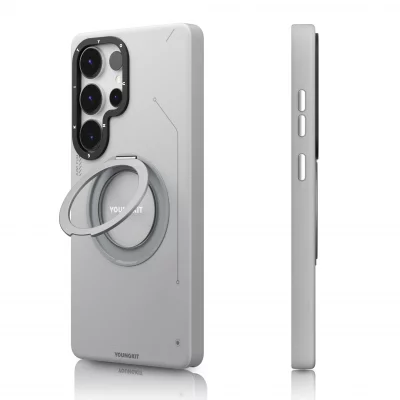 کاور مگ سیف استند دار چرمی یانگ کیت مدل Leather 360° Spin MagSafe مناسب اس 25 اولترا S25 Ultra