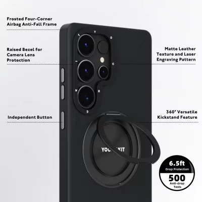 کاور مگ سیف پایه هولدر چرمی اس 25 اولترا سامسونگ یانگ کیت Youngkit Leather 360° Spin MagSafe S25 Ultra