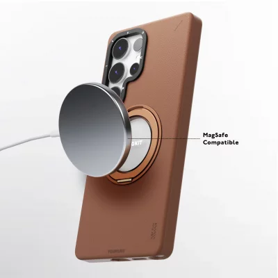 کاور مگ سیف ساپورت چرمی اس 25 اولترا سامسونگ یانگ کیت Youngkit Leather 360° Spin MagSafe S25 Ultra