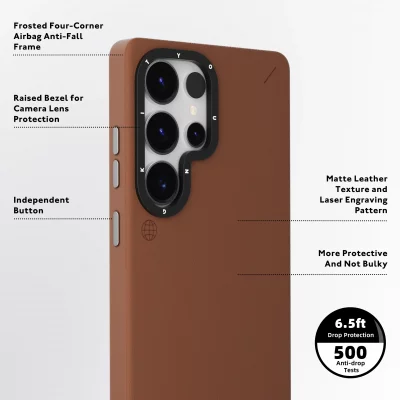 کاور ( قاب ) مگ سیف چرمی اس 25 اولترا سامسونگ یانگ کیت Youngkit Simple Matte Leather MagSafe S25 Ultra