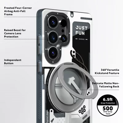 قاب مگ سیف استند یانگ کیت مدل CyberPunk 360° Spin MagSafe Starship مناسب اس 25 اولترا S25 Ultra