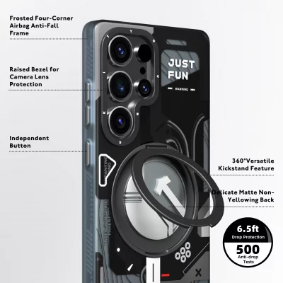 کاور مگ سیف استند یانگ کیت مدل CyberPunk 360° Spin MagSafe Starship مناسب اس 25 اولترا S25 Ultra