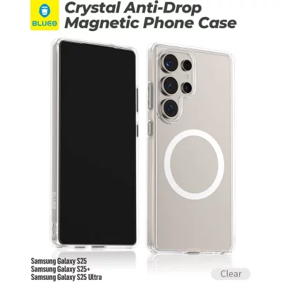 کاور شفاف مگ سیف ضد ضربه 3 لایه اس 25 اولترا سامسونگ بلوئو BLUEO Crystal+ MagSafe Samsung S25 Ultra