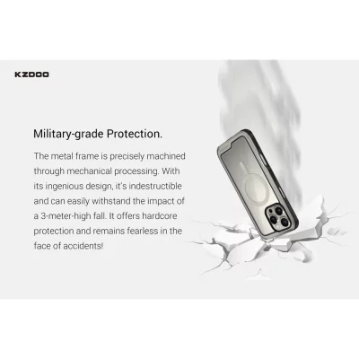 کاور مگ سیف شفاف کی زد دوو مدل KZDOO MAG ARES SPORT مناسب آیفون 16 پرو مکس اپل iPhone 16 Pro Max