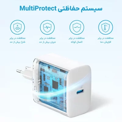 شارژر دیواری انکر 20 وات تایپ سی فست شارژ Anker Select USB-C A2347