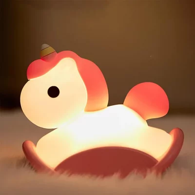 چراغ خواب فانتزی سیلیکونی طرح یونیکورن راکر دار (اسب گهواره ای) Rocking Unicorn