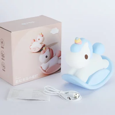 چراغ خواب فانتزی سیلیکونی طرح یونیکورن راکر دار (اسب گهواره ای) Rocking Unicorn