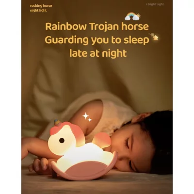 چراغ خواب فانتزی سیلیکونی طرح یونیکورن راکر دار (اسب گهواره ای) Rocking Unicorn