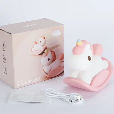 چراغ خواب فانتزی سیلیکونی طرح یونیکورن راکر دار (اسب گهواره ای) Rocking Unicorn