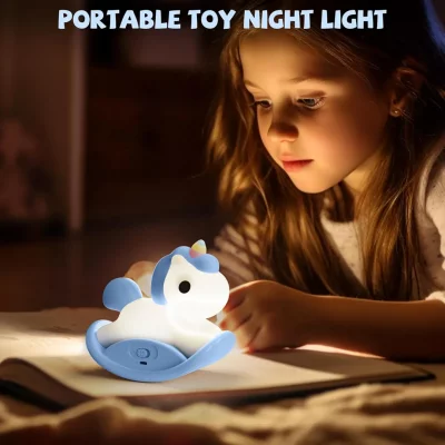 چراغ خواب فانتزی سیلیکونی طرح یونیکورن راکر دار (اسب گهواره ای) Rocking Unicorn