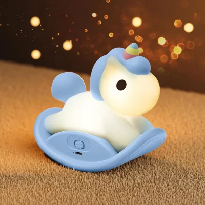 چراغ خواب فانتزی سیلیکونی طرح یونیکورن راکر دار (اسب گهواره ای) Rocking Unicorn