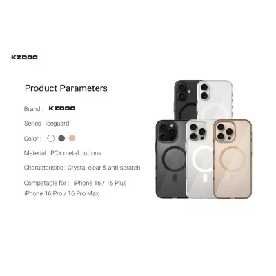 قاب آیفون 16 پرو مگ سیف شفاف ( کاور ) کی‌ زد دوو مدل KZDOO ICEGUARD iPhone 16 Pro