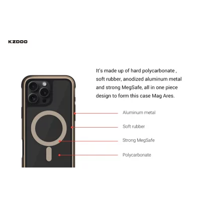 کاور مگ سیف ضد ضربه آیفون 16 پرو مکس کی زد دوو KZDOO MAG ARES iPhone 16 Pro Max