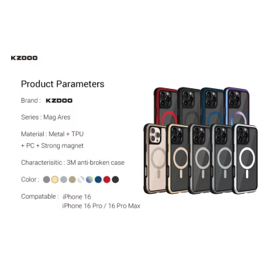 کاور مگ سیف ضد ضربه آیفون 16 پرو مکس کی زد دوو KZDOO MAG ARES iPhone 16 Pro Max