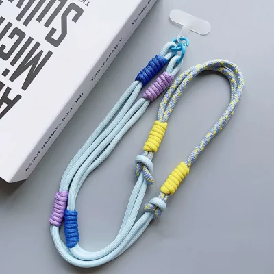 بند آویز گردنی گوشی موبایل رنگی کنفی با قلاب فلزی طول 120 سانتی متر - بلند