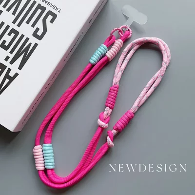 بند آویز گردنی گوشی موبایل رنگی کنفی با قلاب فلزی طول 120 سانتی متر - بلند