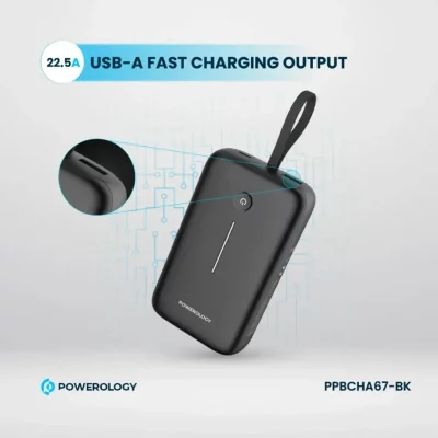 پاوربانک پاورولوژی 30 وات 20000 میلی آمپر با کابل تایپ سی مدل PPBCHA67