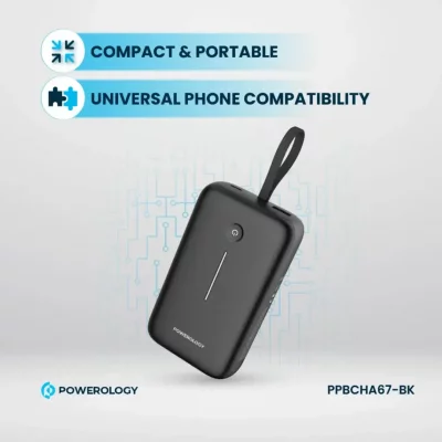 خرید و قیمت پاوربانک 3 خروجی 30 وات با کابل تایپ سی پاورولوژی مدل PPBCHA67 ظرفیت 20000 میلی آمپر