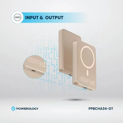 پاور بانک مگ سیف 20 وات پاورولوژی مدل MagSafe Aluminum PD PPBCHA34 ظرفیت 10000 میلی آمپر