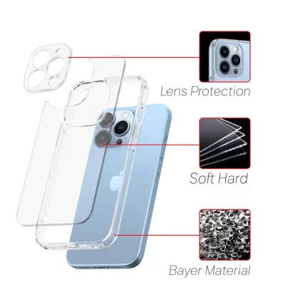 قاب آیفون 13 پرو شفاف پشت طلق محافظ لنز دار iPhone 13 Pro