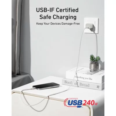 کابل تبدیل USB-C به USB-C انکر مدل A82E2 طول 1.8 متر 240 وات