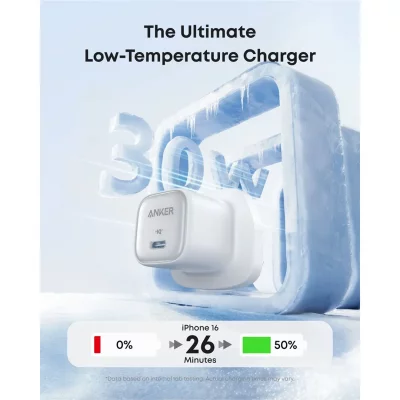 آداپتور شارژر دیواری 30 وات انکر مدل Anker Zolo 30W Gan Charger A2698