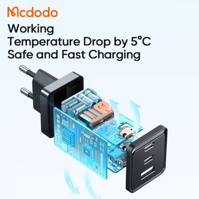 شارژر 70 وات توربو شارژ 3 خروجی مک دودو Mcdodo 70W Gan5 mini CH-154 NEW