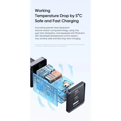 شارژر 70 وات سوپر فست شارژ 3 خروجی مک دودو Mcdodo 70W Gan5 mini CH-154 NEW