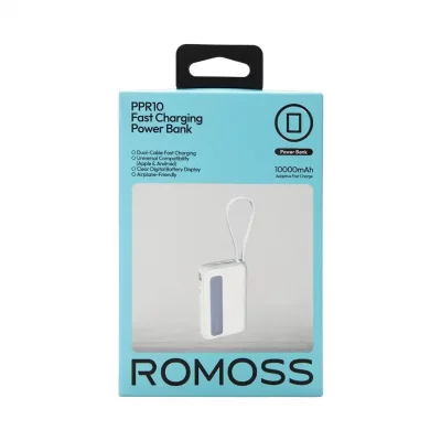 پاوربانک روموس 22.5 وات 10000 میلی آمپر با کابل تایپ سی و لایتنینگ مدل PPR10-152