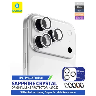 محافظ لنز دوربین آیفون 17 پرو و 17 پرو مکس یاقوت کبود بلوئو BLUEO Sapphire Crystal iPhone 17 Pro/17 Pro Max