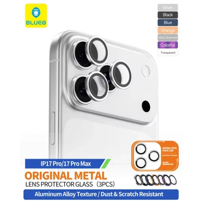 محافظ لنز دوربین آیفون 17 پرو و 17 پرو مکس فلزی بلوئو BLUEO Metal Frame iPhone 17 Pro/17 Pro Max