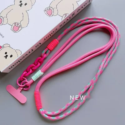 بند آویز گردنی گوشی موبایل دبل Candy Starp با قلاب فلزی طول 120 سانتی متر بلند