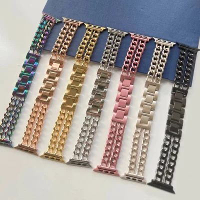 بند اپل واچ کارتیه فلزی طرح زنجیری دو ردیف - تمامی سایزها - رنگ بندی