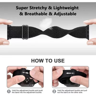 بند اپل واچ کشی سولو لوپ طرح Braided Solo Loop - تمامی سایزها - رنگ بندی