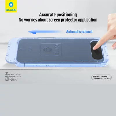 گلس آیفون 17 پرو مکس و 16 پرو مکس پرایوسی با کیت نصب اتوماتیک بلوئو Anti-Peep Privacy iPhone 17 Pro Max /16 Pro Max