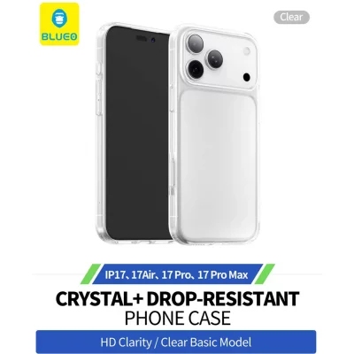 قاب آیفون 17 نرمال شفاف بلوئو BLUEO Crystal+ iPhone 17
