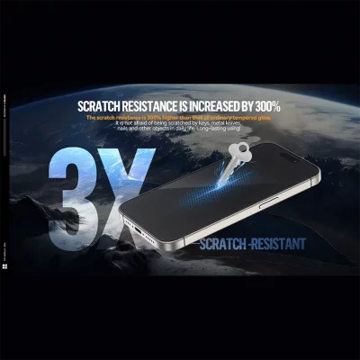 گلس آیفون 17 پرو مکس و 16 پرو مکس کریستالی با کیت نصب اتوماتیک بلوئو iPhone 17 Pro Max /16 Pro Max