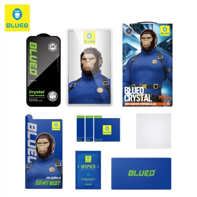 گلس محافظ صفحه شفاف کریستالی آیفون 17 پرومکس و آیفون 16 پرومکس با ابزار نصب بلوئو BLUEO Crystal iPhone 16 Pro Max/17 Pro Max