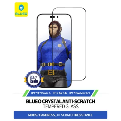 گلس آیفون 17 و آیفون 17 پرو و 16 پرو کریستالی با کیت نصب اتوماتیک بلوئو iPhone 17/17 Pro/16 Pro