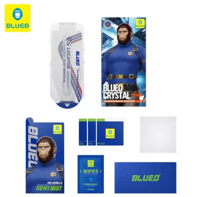 گلس محافظ صفحه شفاف کریستالی آیفون 16 پرومکس با ابزار نصب بلوئو BLUEO Crystal iPhone 16 Pro Max